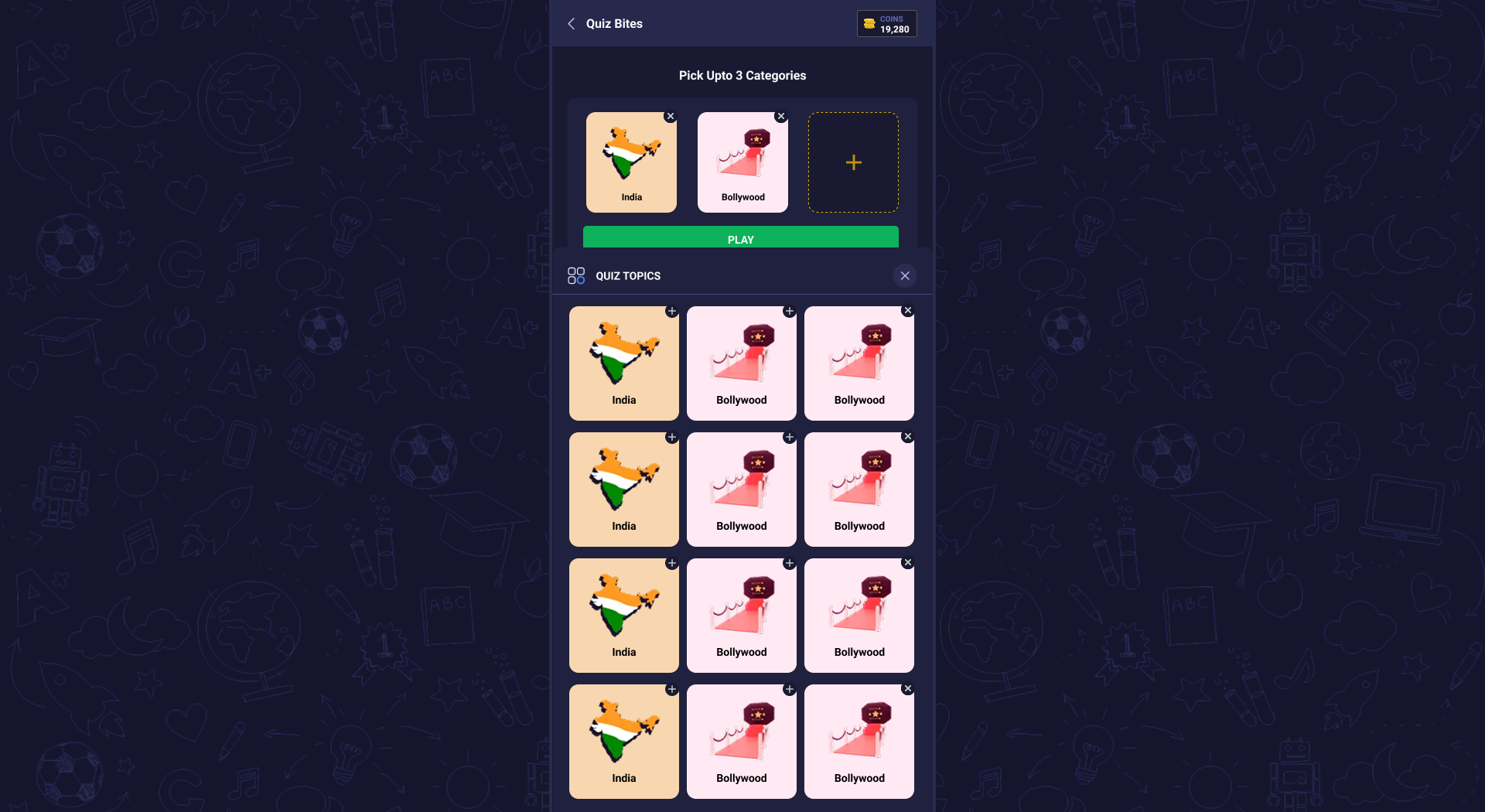 Quiz Bites Screen Overview